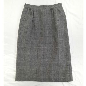 Vintage I Magnin Pencil Skirt Plaid Grey Sz XS